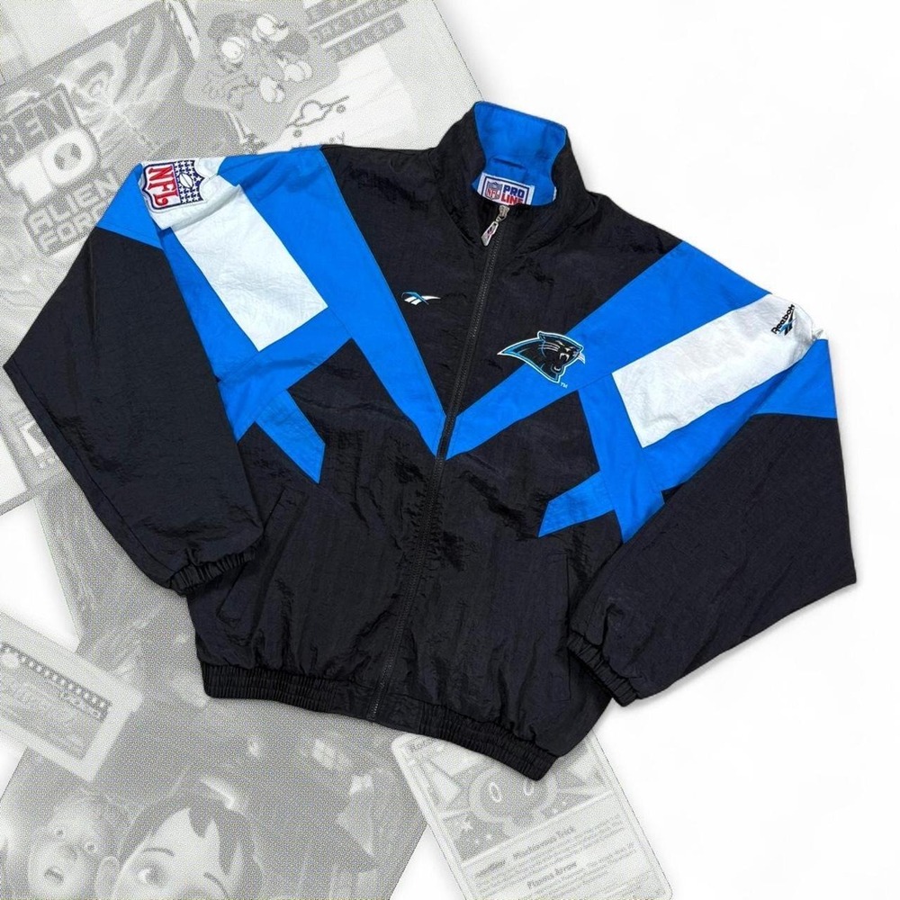 Vintage 90s Reebok NFL Carolina Panthers Windbreaker Jacket Mens L Pro Line